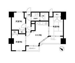JR南武線 平間駅 徒歩1分の賃貸マンション 2階3DKの間取り