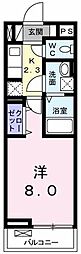 リジエール3 1Kの間取図画像
