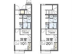 レオパレスプレジール町田 1階1Kの間取り