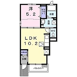 レオ・ハナ3 1LDKの間取図画像