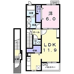 アビターレベッシェC 1LDKの間取図画像