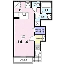 パレ・アルカンシェル2 ワンルームの間取図画像