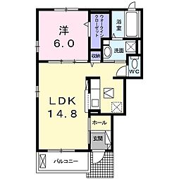 アールグレイ　エル 1階1LDKの間取り