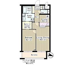 東急東横線 祐天寺駅 徒歩12分の賃貸マンション 2階1LDKの間取り