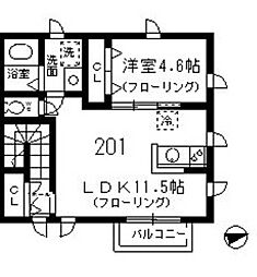 ウエスト　パレ　田無 2階1LDKの間取り