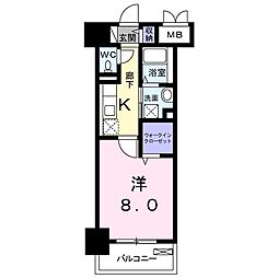 メゾンラフレシール 1Kの間取図画像