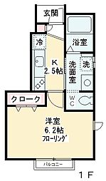 東急東横線 学芸大学駅 徒歩8分の賃貸アパート 1階1Kの間取り