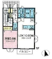 Ｃｏｕｒｔ　Ｖｉｌｌａ　久我山 1階1LDKの間取り