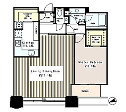 JR山手線 渋谷駅 徒歩8分の賃貸マンション 19階1LDKの間取り