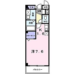 多摩都市モノレール 桜街道駅 徒歩6分の賃貸マンション 1階ワンルームの間取り