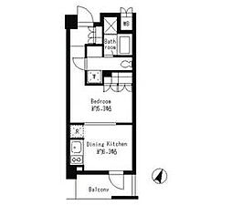 パークキューブ目黒タワー 1DKの間取図画像