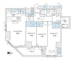 JR山手線 恵比寿駅 徒歩7分の賃貸マンション 4階3SLDKの間取り