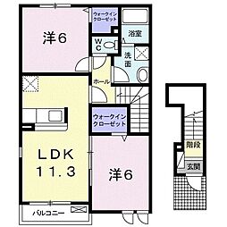 JR飯田線 豊川駅 徒歩16分の賃貸アパート 2階2LDKの間取り