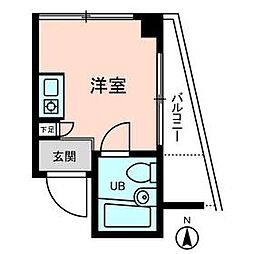 東京メトロ千代田線 西日暮里駅 徒歩3分の賃貸マンション 3階ワンルームの間取り
