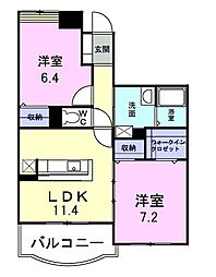 パイン・ヒルズ壱番館 2LDKの間取図画像