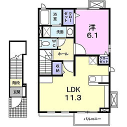 名鉄河和線 青山駅 徒歩13分の賃貸アパート 2階1LDKの間取り