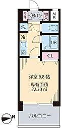 ビイルーム新宿 1Kの間取図画像