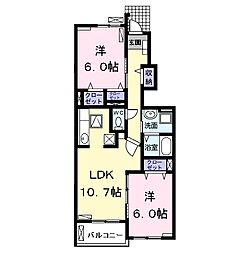 ラピス　パラッツオ 1階2LDKの間取り