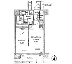 東京メトロ東西線 東陽町駅 徒歩9分の賃貸マンション 13階1LDKの間取り