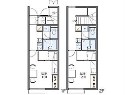 レオパレス赤い靴 1Kの間取図画像