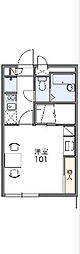 レオパレスリバーサイド 2階1Kの間取り