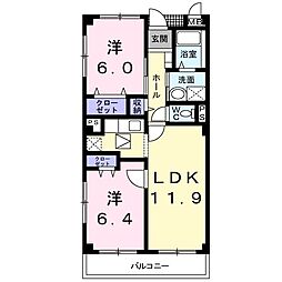 ハイム・コンフォート新松戸 1階2LDKの間取り