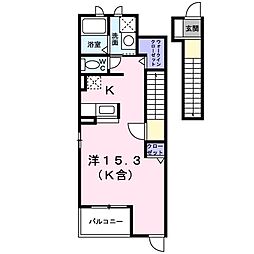 JR武豊線 緒川駅 徒歩12分の賃貸アパート 2階ワンルームの間取り