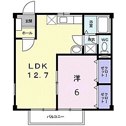 ニューシティ木村 1LDKの間取図画像