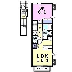 ソレアード 1LDKの間取図画像
