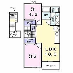 アルカンシエル1 2LDKの間取図画像
