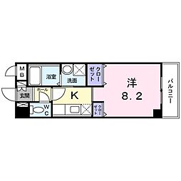 グレイス羽田 3階1Kの間取り
