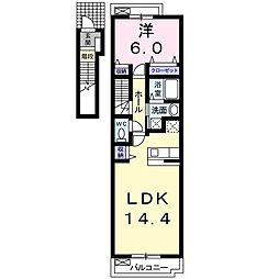 ベル　デーアＢ 2階1LDKの間取り