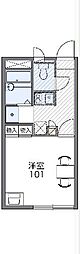 レオパレスパールリビエール2 1Kの間取図画像
