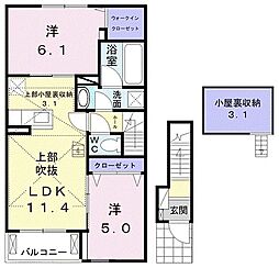 サンシャイン古河2 2LDKの間取図画像