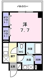 ロングハウス3 1Kの間取図画像