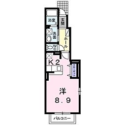 カーサラッフィナート2 ワンルームの間取図画像