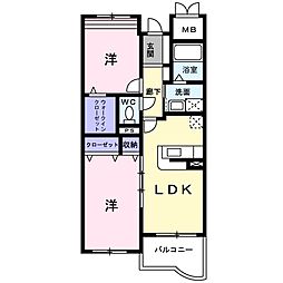 ハミングスクエアA 2LDKの間取図画像