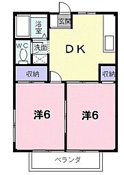 グリーンハイツ 2DKの間取図画像