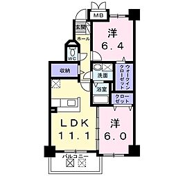 JR常磐線 日立駅 徒歩29分の賃貸マンション 1階2LDKの間取り