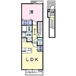 ハイグレードK 1LDKの間取図画像