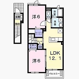 Ｂ．Ｆ．Ｎ　旭II 2階2LDKの間取り