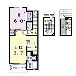 セシル松栄II 3階1LDKの間取り