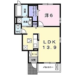 Ｆｉｅｌｄ　Ｓｔｏｎｅ　Ｂ 1階1LDKの間取り