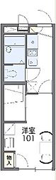 レオパレスアクシスII 2階1Kの間取り