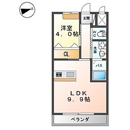 サンシャインヒル 1階1LDKの間取り