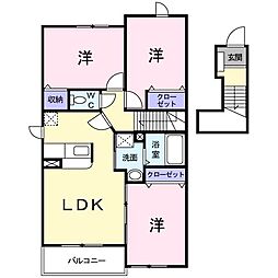 名鉄西尾線 西尾駅 バス14分 上矢田南下車 徒歩13分の賃貸アパート 2階3LDKの間取り