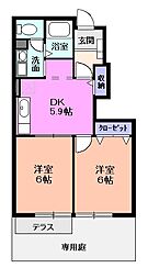 ピクシーハウス 2DKの間取図画像