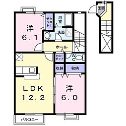 サニーハイツグリーン 2LDKの間取図画像