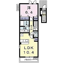 シプリエールＩ 2階1LDKの間取り