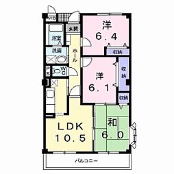 プラッツキーファー 2階3LDKの間取り
